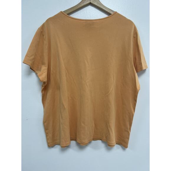Eileen Fisher Women Cotton Slub V Neck Tee Top Orange tshirt Size 1X A001921 - Picture 3 of 7